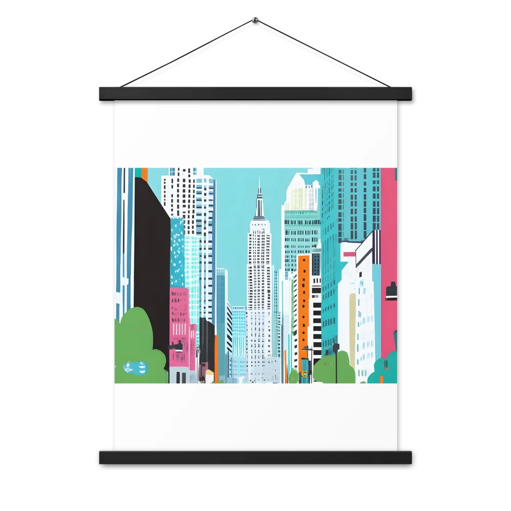 Urban Symphony: A Modern Cityscape | Poster With Black Wood Hanger | 18″×24″