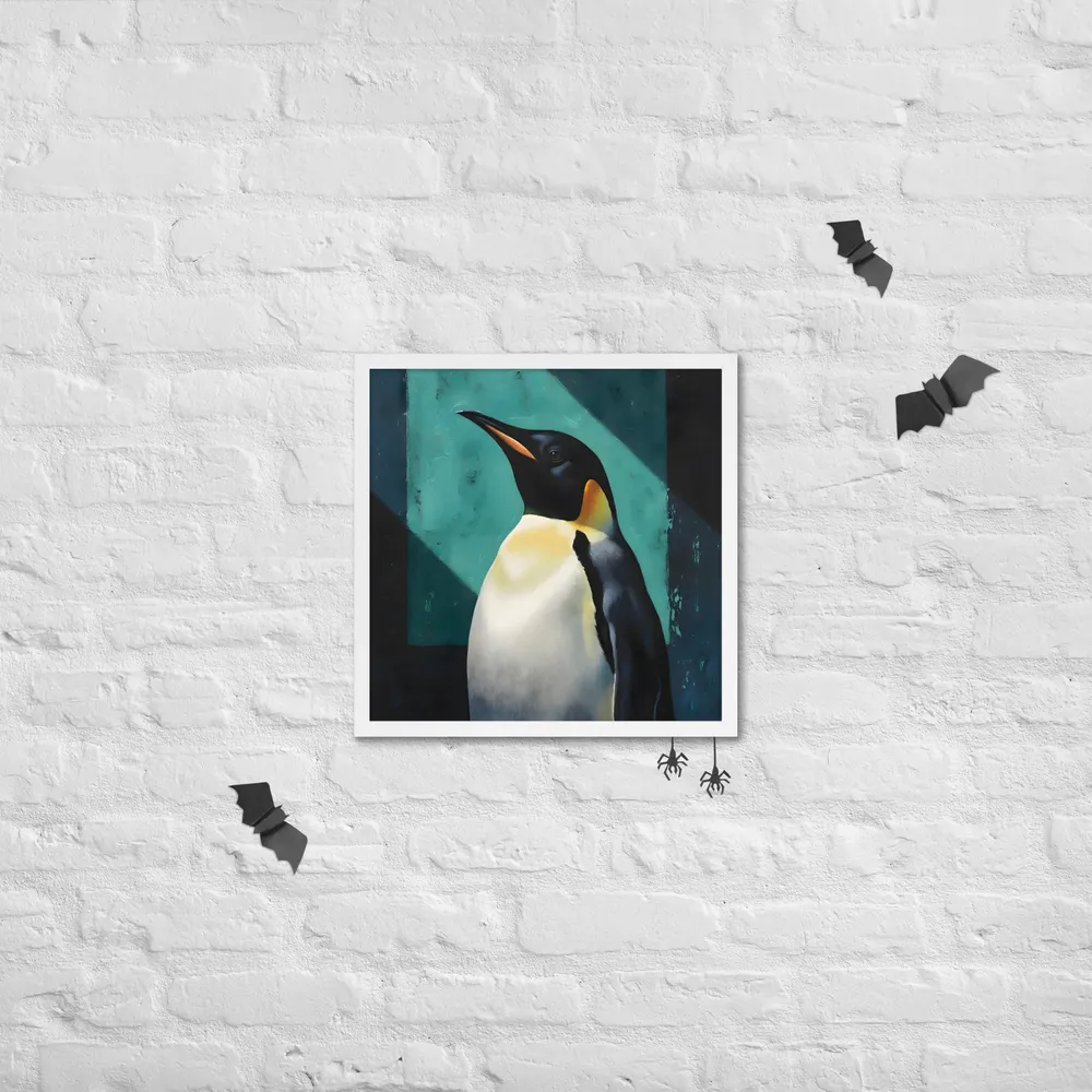Regal Penguin 
 Poster with White Frame | 18″x 18″
