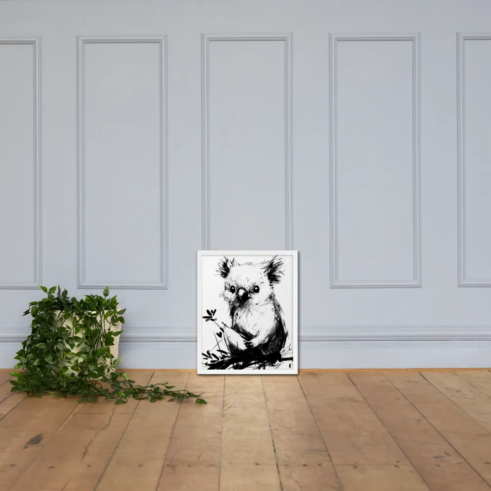 Whimsical Koala in Ink | Poster with White Frame | 16″×20″