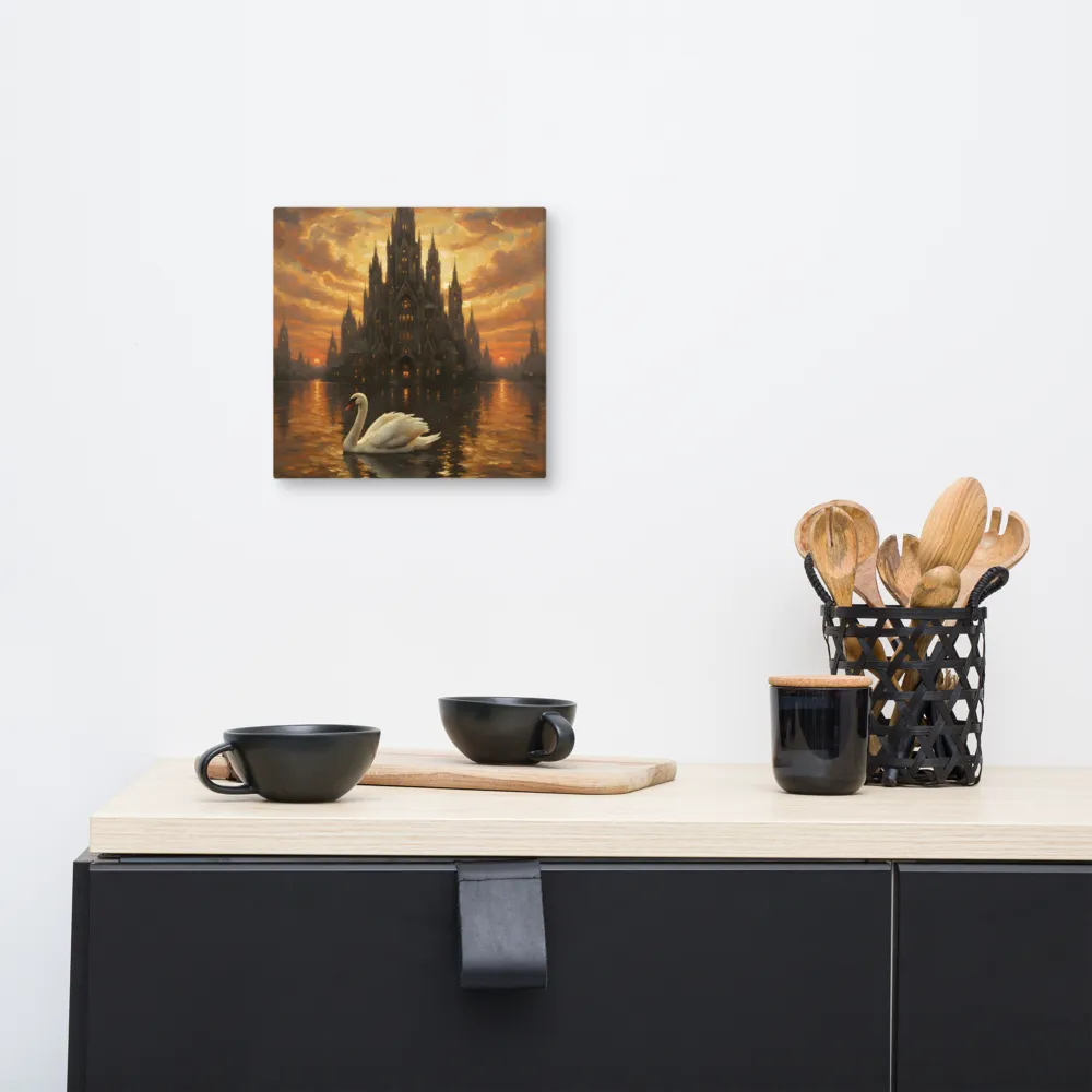 Swan at Gothic Sunset 
 Canvas | 10″x 10″