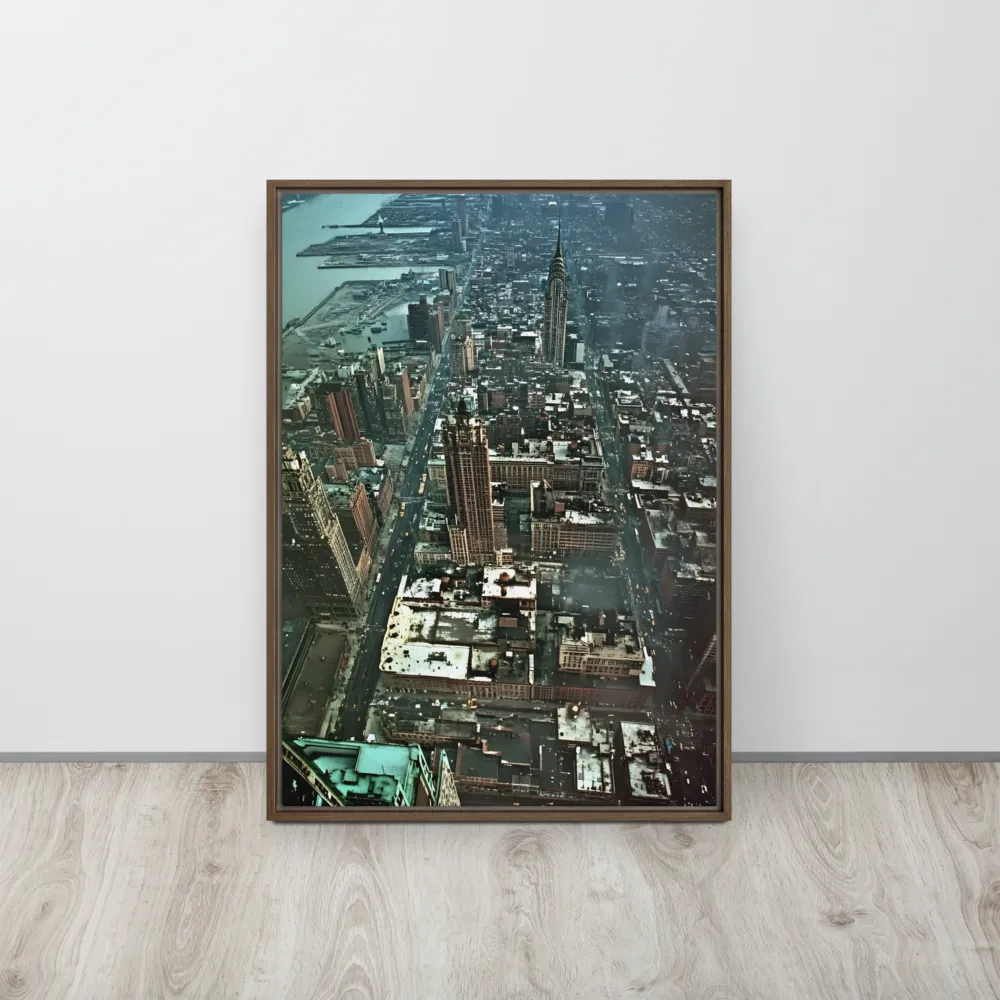 Aerial Symphony of Urban Life | Canvas with Brown Frame | 20″×28″