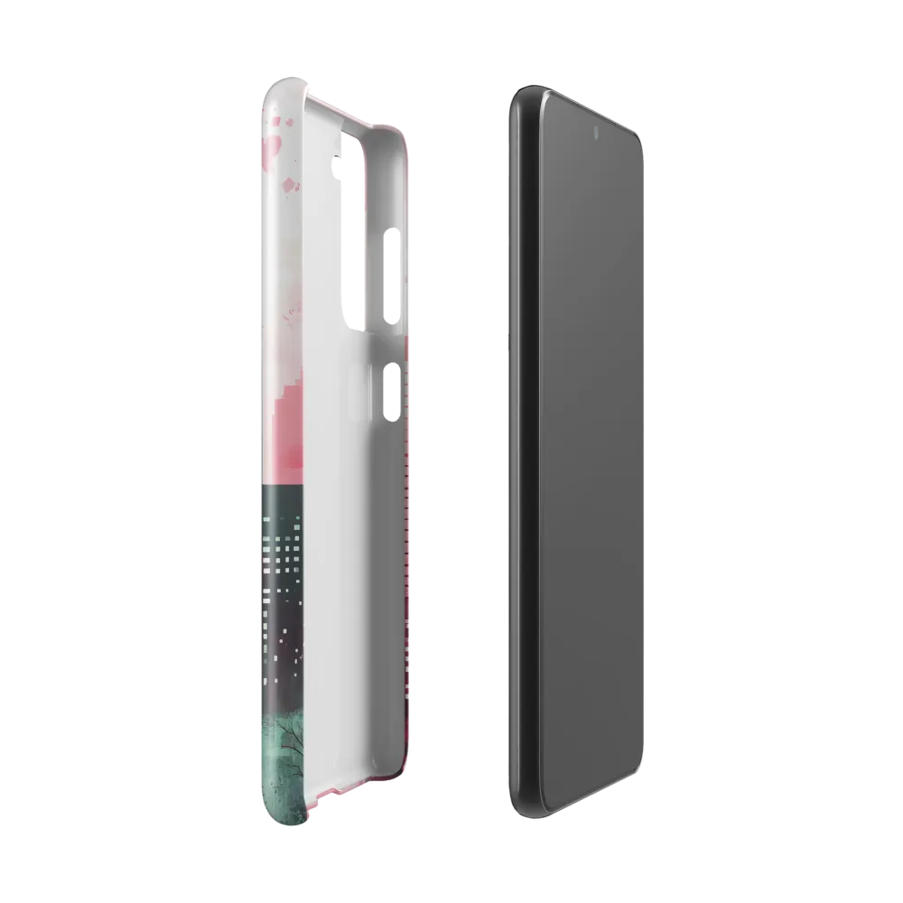 Dreamy Cityscape in Pink and Cyan