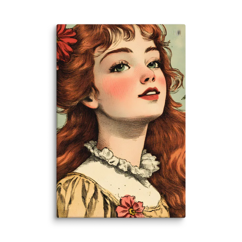 Whimsical Portrait of a Flower-Adorned Girl | Canvas | 8″×12″