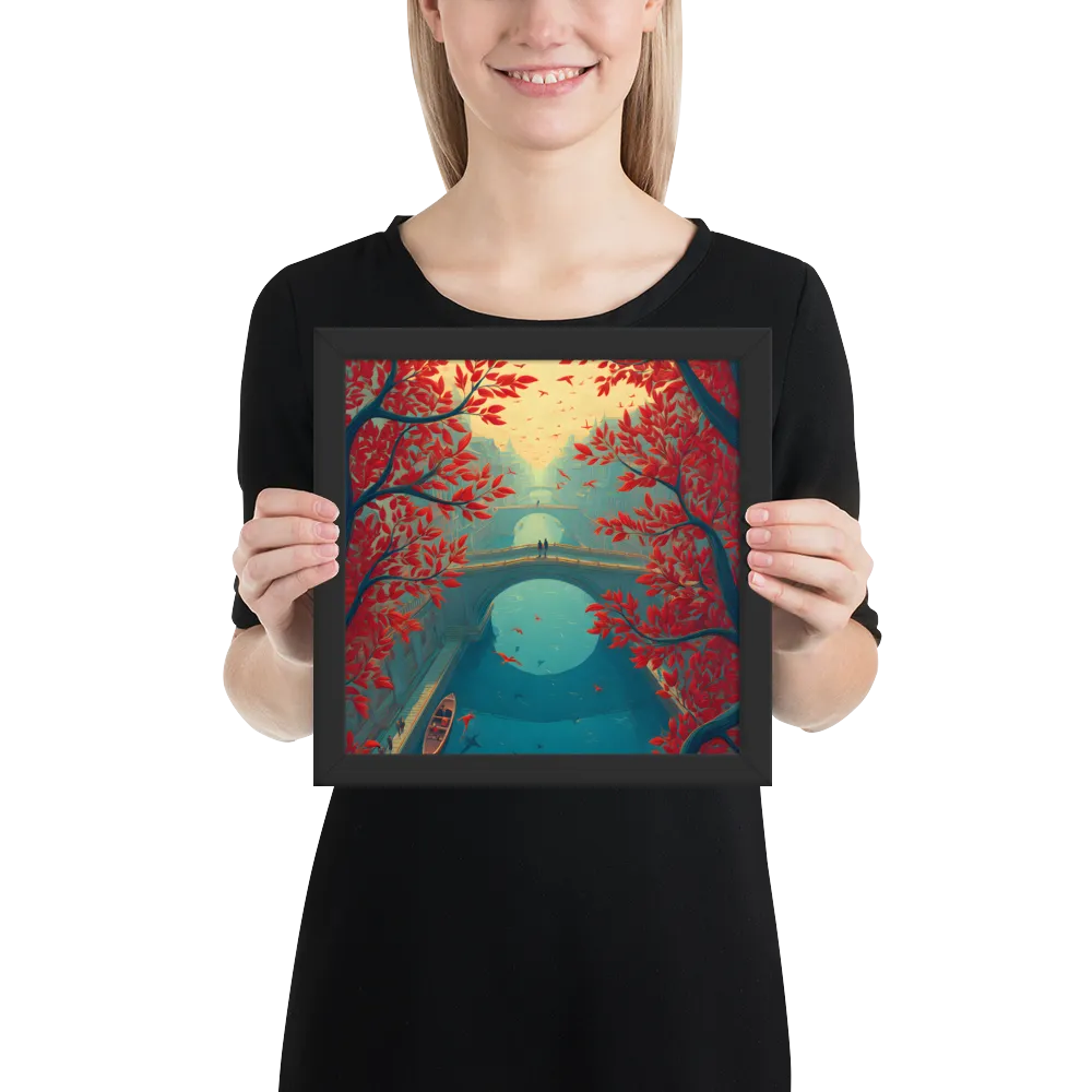 Crimson Canal 
 Poster with Black Frame | 10″x 10″