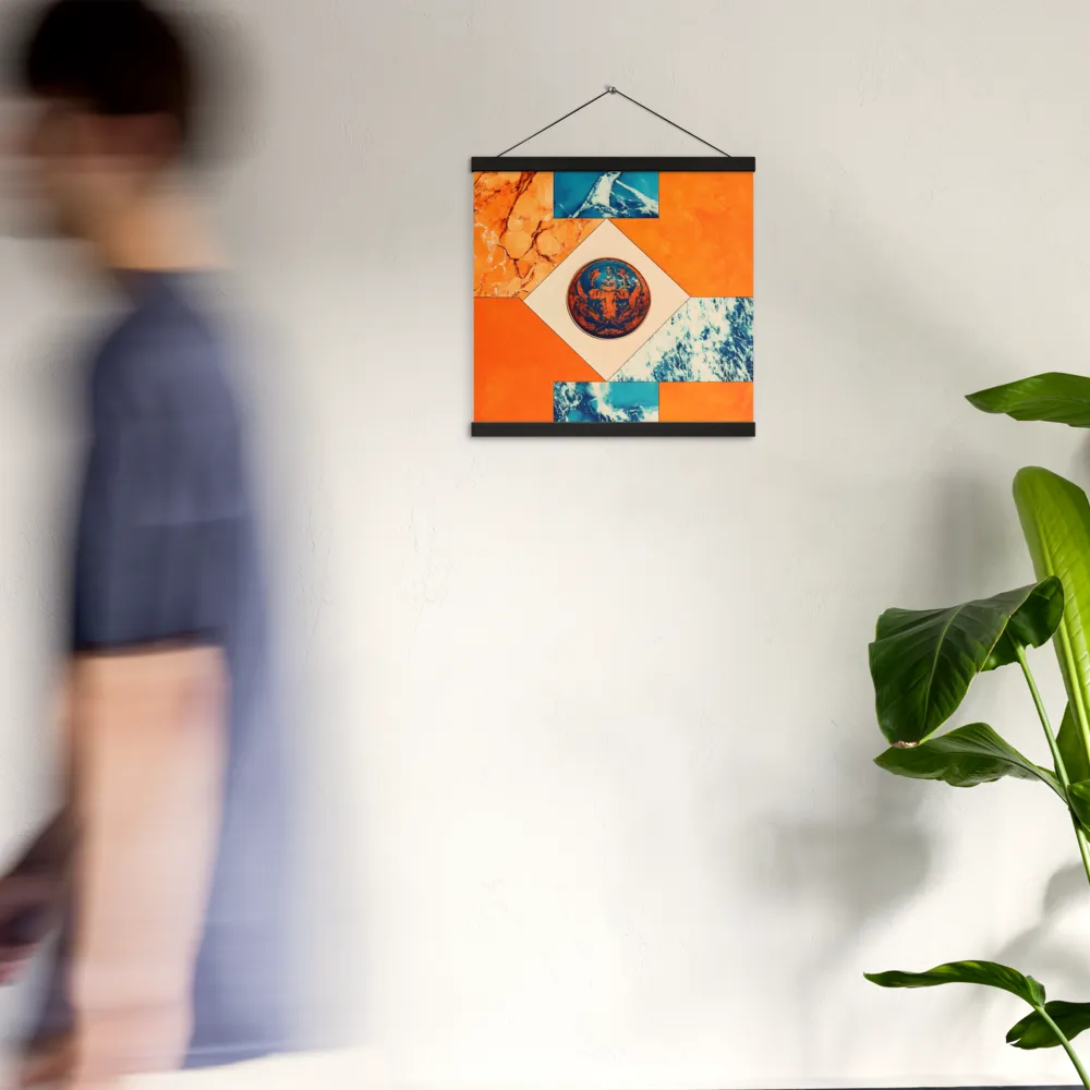 Harmonious Encounters: Abstract Geometry | Poster With Black Wood Hanger | 16″×16″