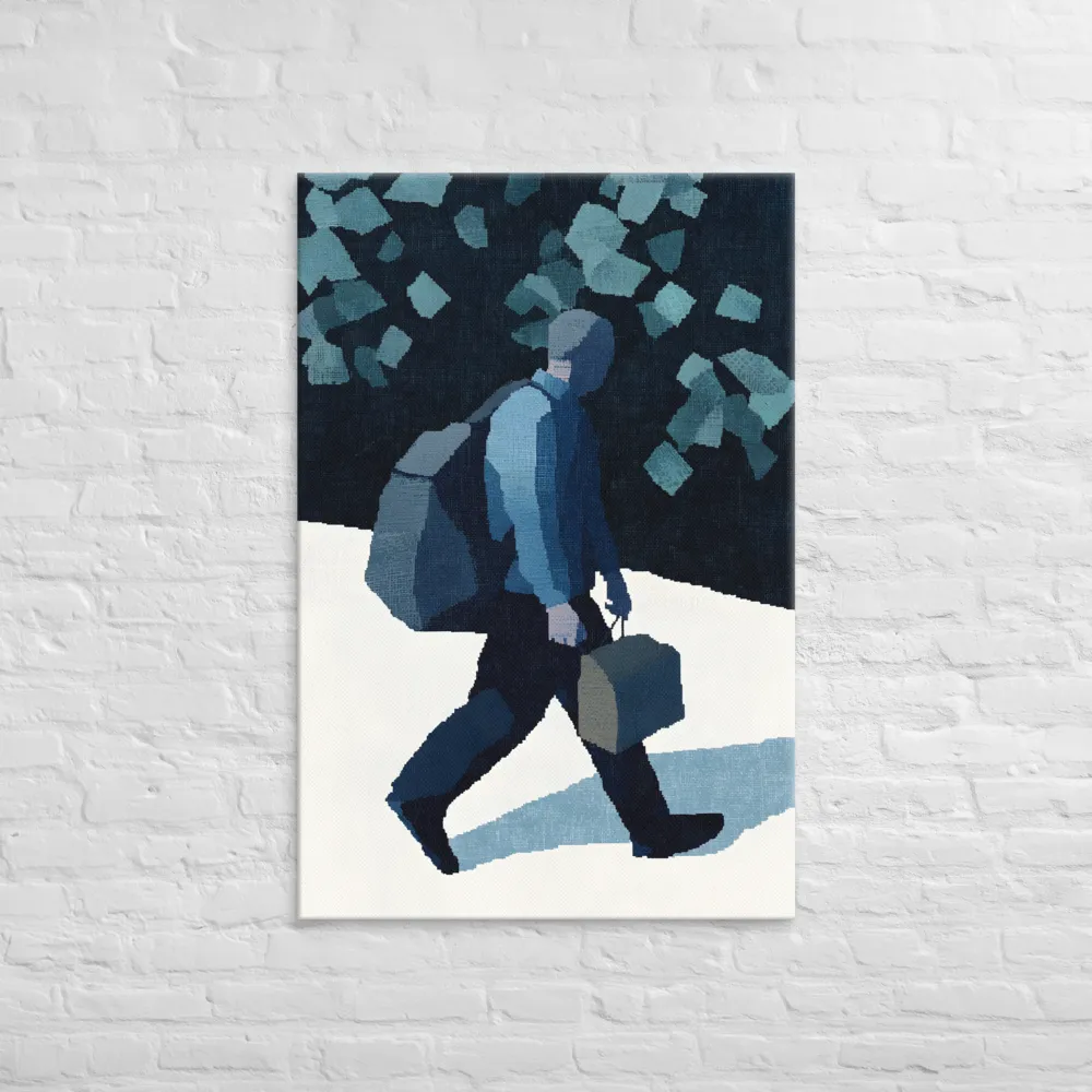 Urban Solitude: A Journey in Blue | Canvas | 32″×48″