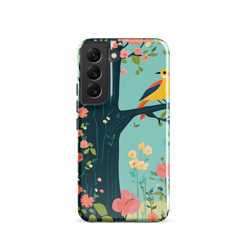 Oriole Among Teal Blossoms