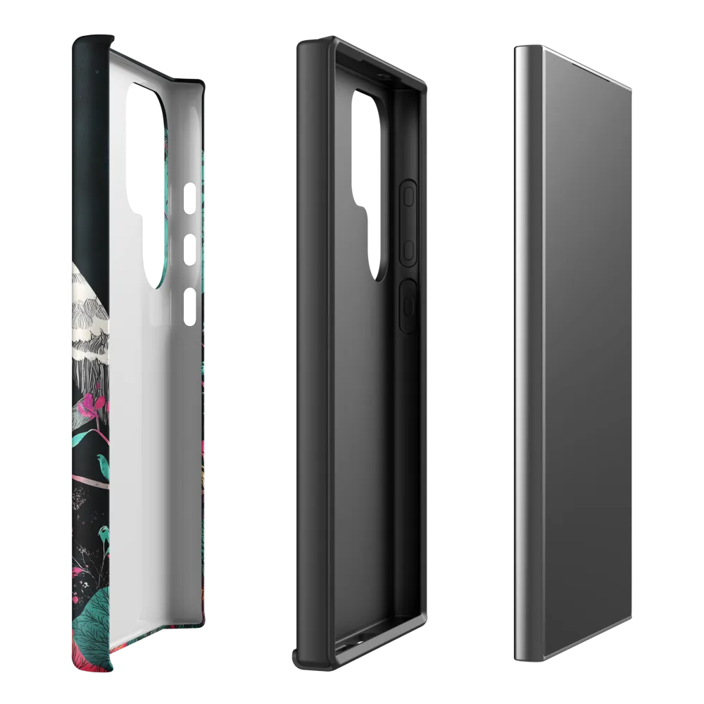 Ethereal Presence: Heron in a Floral Dreamscape | Phone Case |  S24 Ultra | Tough Case | Matte