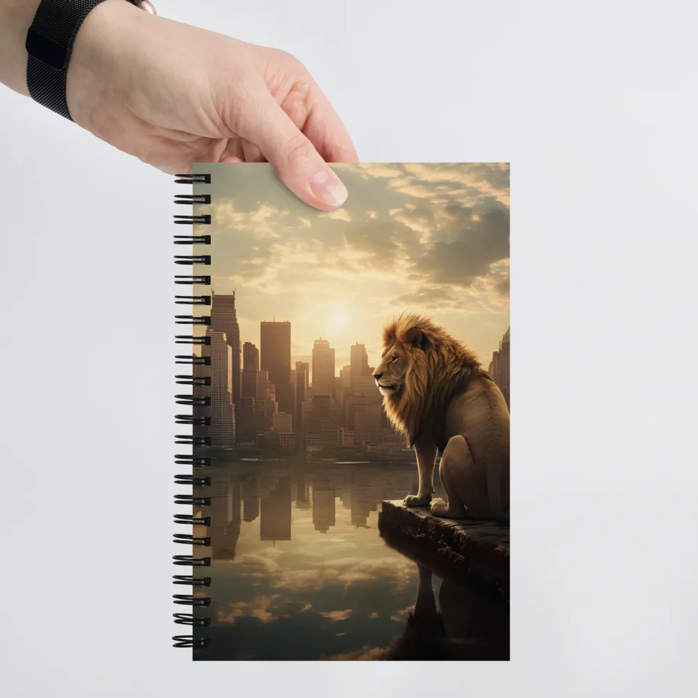 The Lion's Gaze Over the Urban Symphony | Spiral Notebook