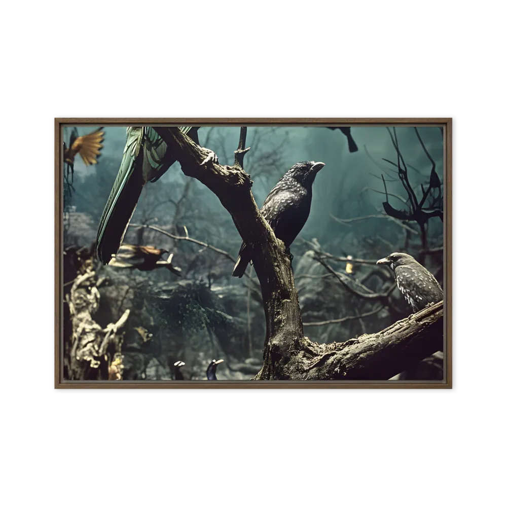 Whispers of the Avian Realm | Canvas with Brown Frame | 20″×30″