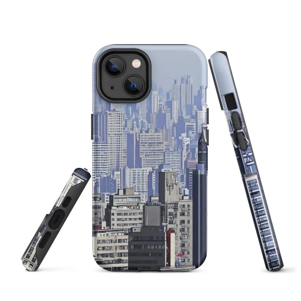 Urban Symphony: A Cityscape in Blues and Grays | Phone Case |  14 | Tough Case | Matte