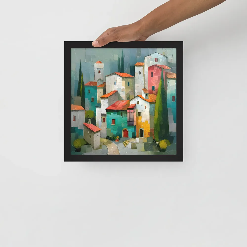 Cypress Village 
 Poster with Black Frame | 12″x 12″