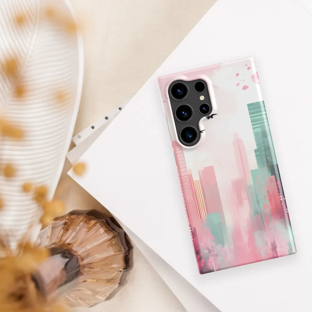 Dreamy Cityscape in Pink and Cyan