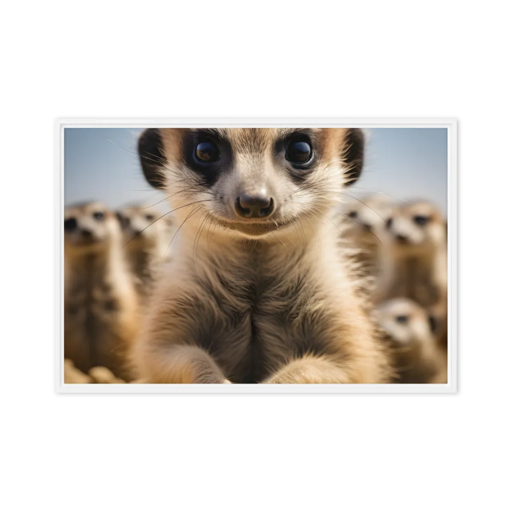 Curious Stance: The Meerkat's Gaze | Canvas with White Frame | 24″×36″