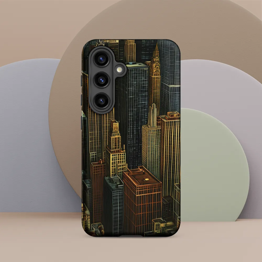 Urban Elegance: A Golden Cityscape | Phone Case |  S24 | Tough Case | Matte