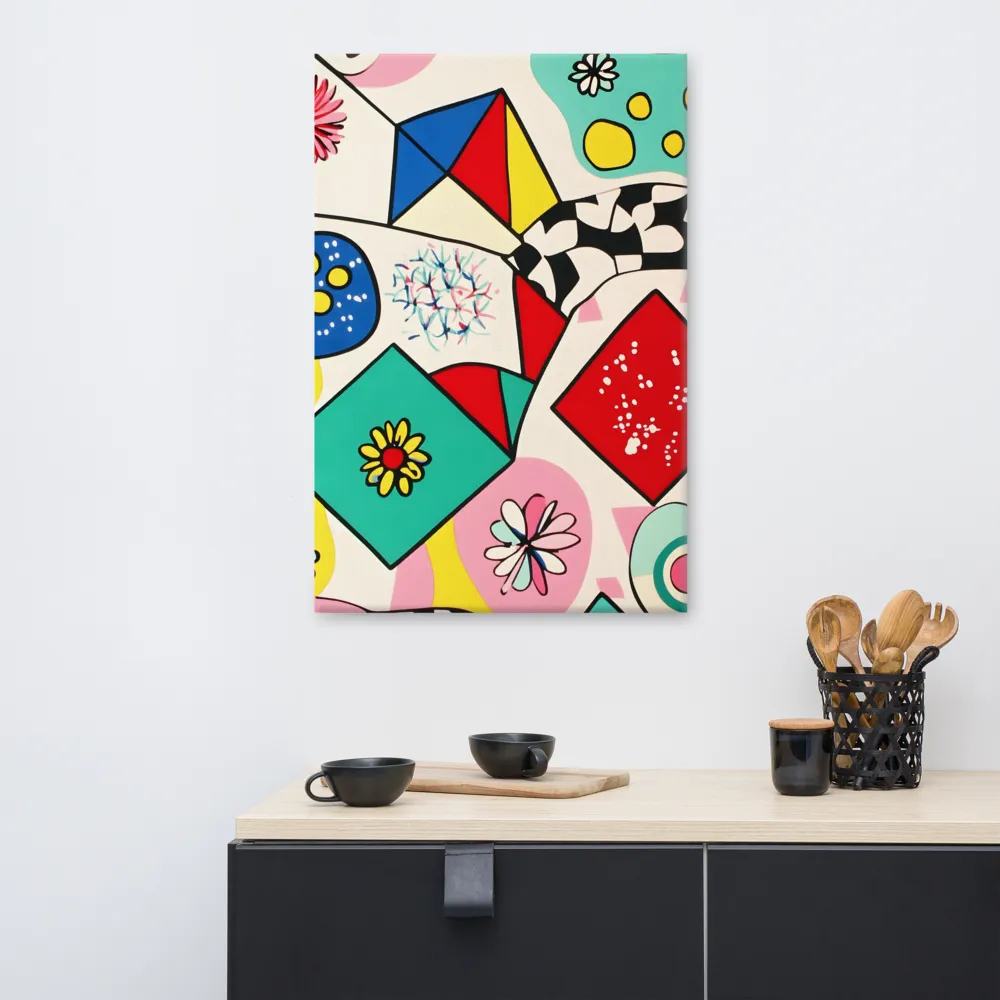 Joyful Geometry: A Playful Dance of Shapes and Colors | Canvas | 24″×36″