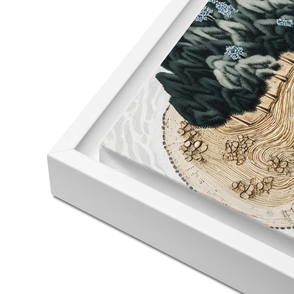 Oceanic Harmony: A Tranquil Landscape | Canvas with White Frame | 16″×16″