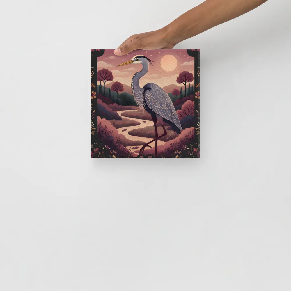 Moonlit Heron 
 Canvas | 10″x 10″