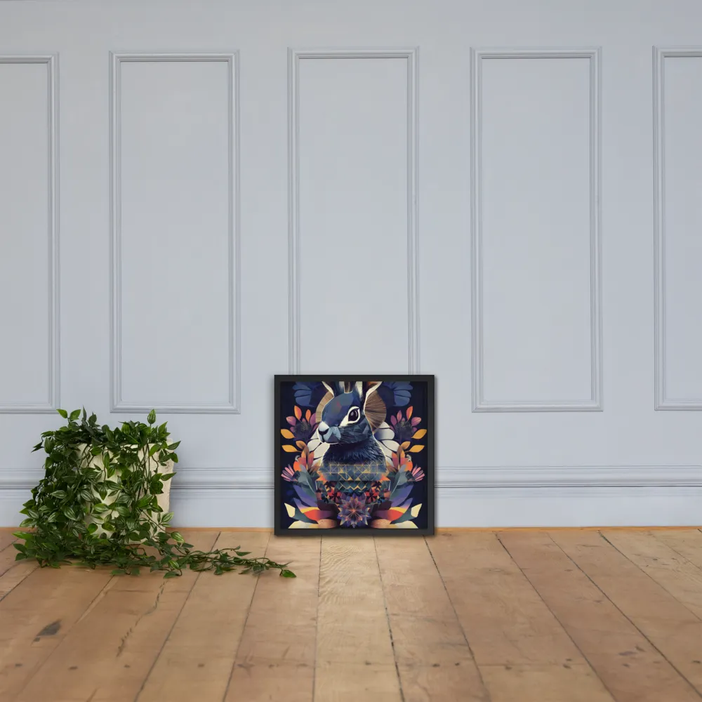 Ethereal Bunny: A Geometric Wonderland | Poster with Black Frame | 18″×18″