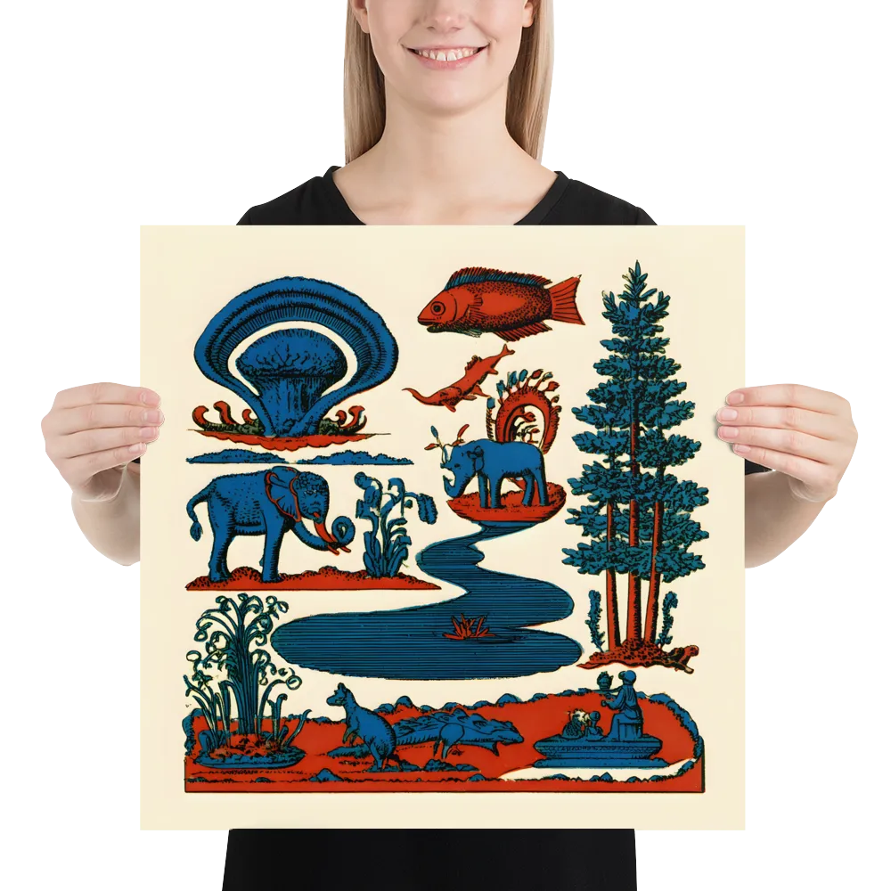 Pondside Elephants 
 Poster | 18″x 18″