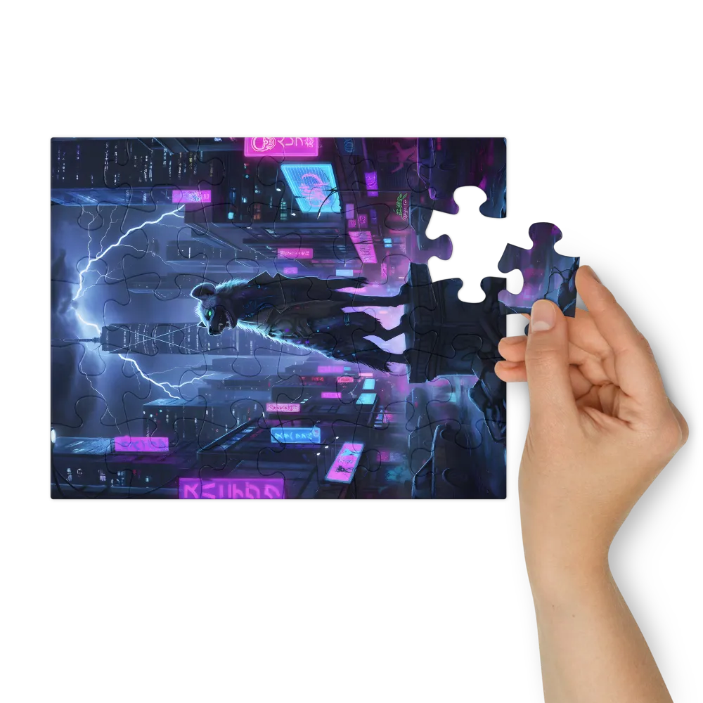 Neon Hyena Sentinel 
 Jigsaw Puzzle in Tin Box