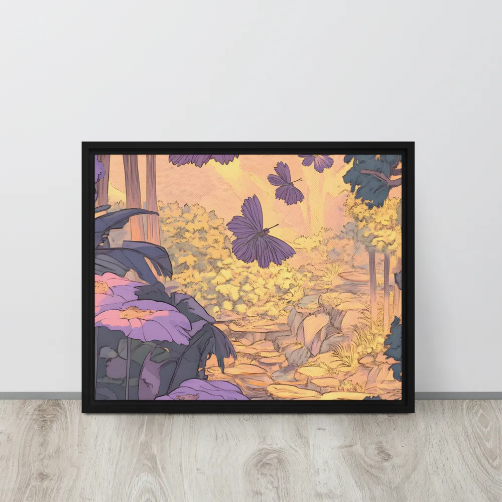 A Serene Dance of Butterflies | Canvas with Black Frame | 16″×20″