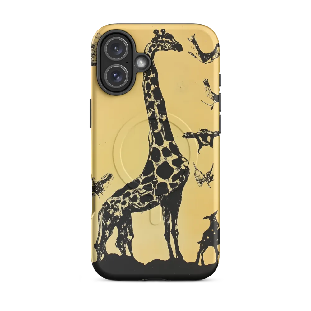 Whimsical Harmony of Giraffe and Birds