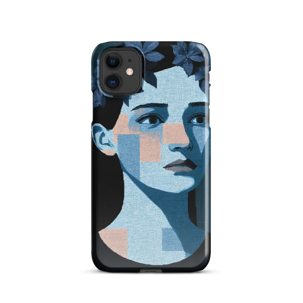 Grid-Wreathed Cyan Portrait