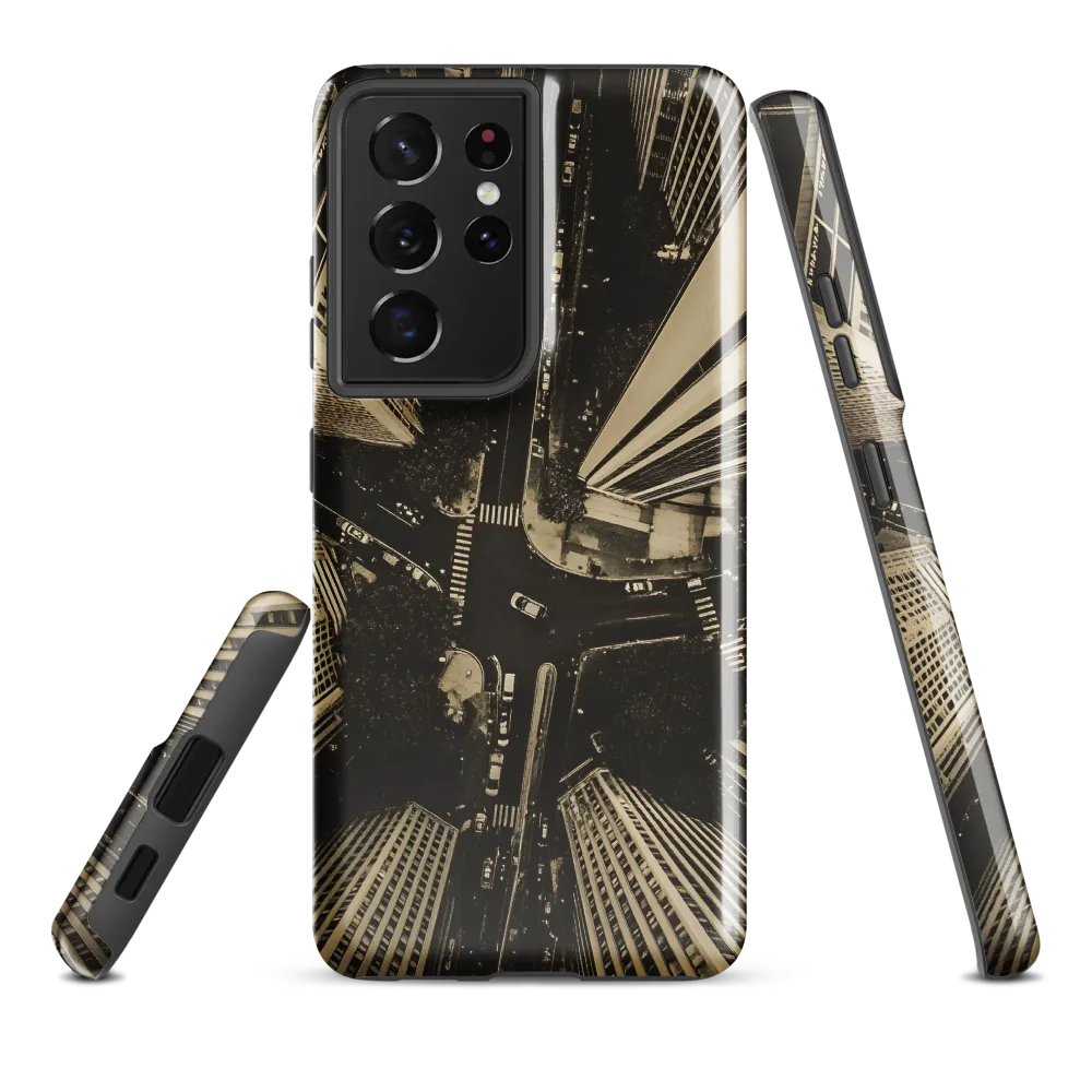 Urban Symphony: Aerial Perspective of City Life | Phone Case |  S21 Ultra | Tough Case | Glossy