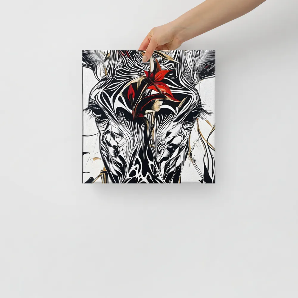 Floral Elegance: The Giraffe's Portrait | Canvas | 12″×12″