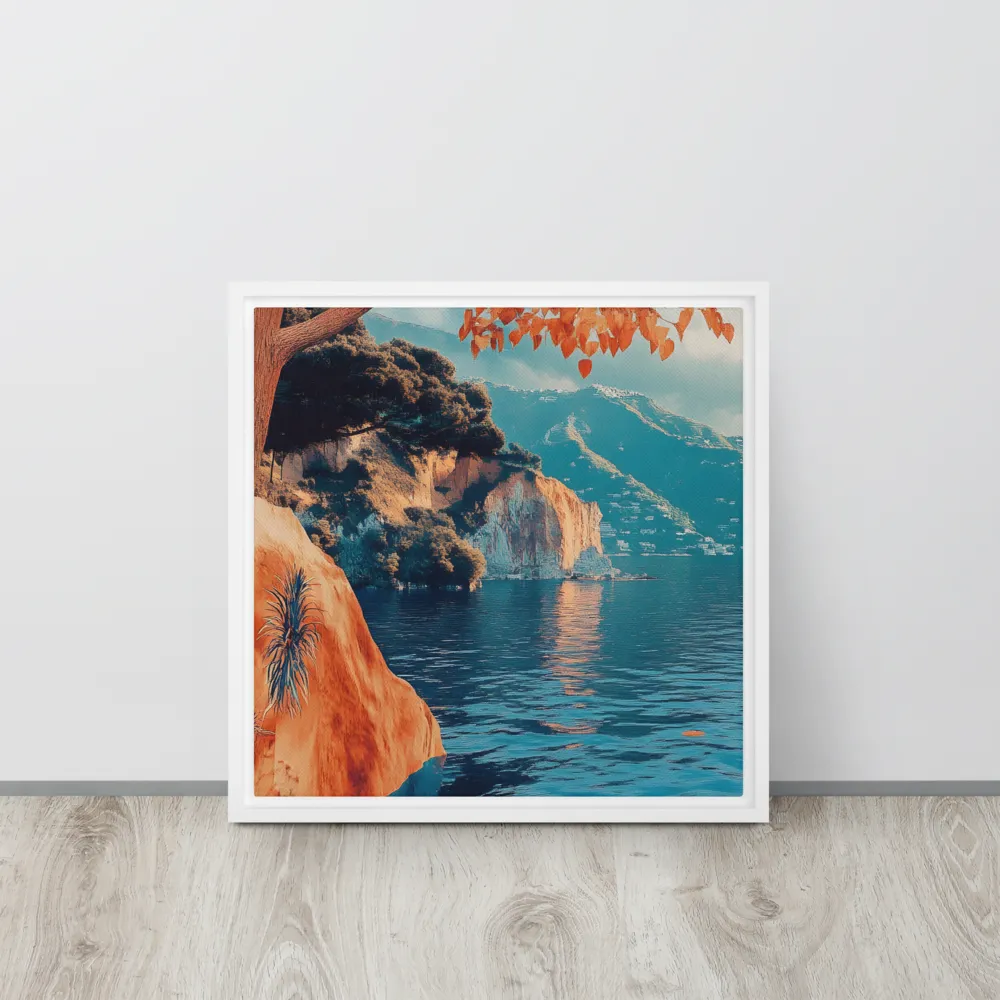 Elysian Waterscape | Canvas with White Frame | 16″×16″