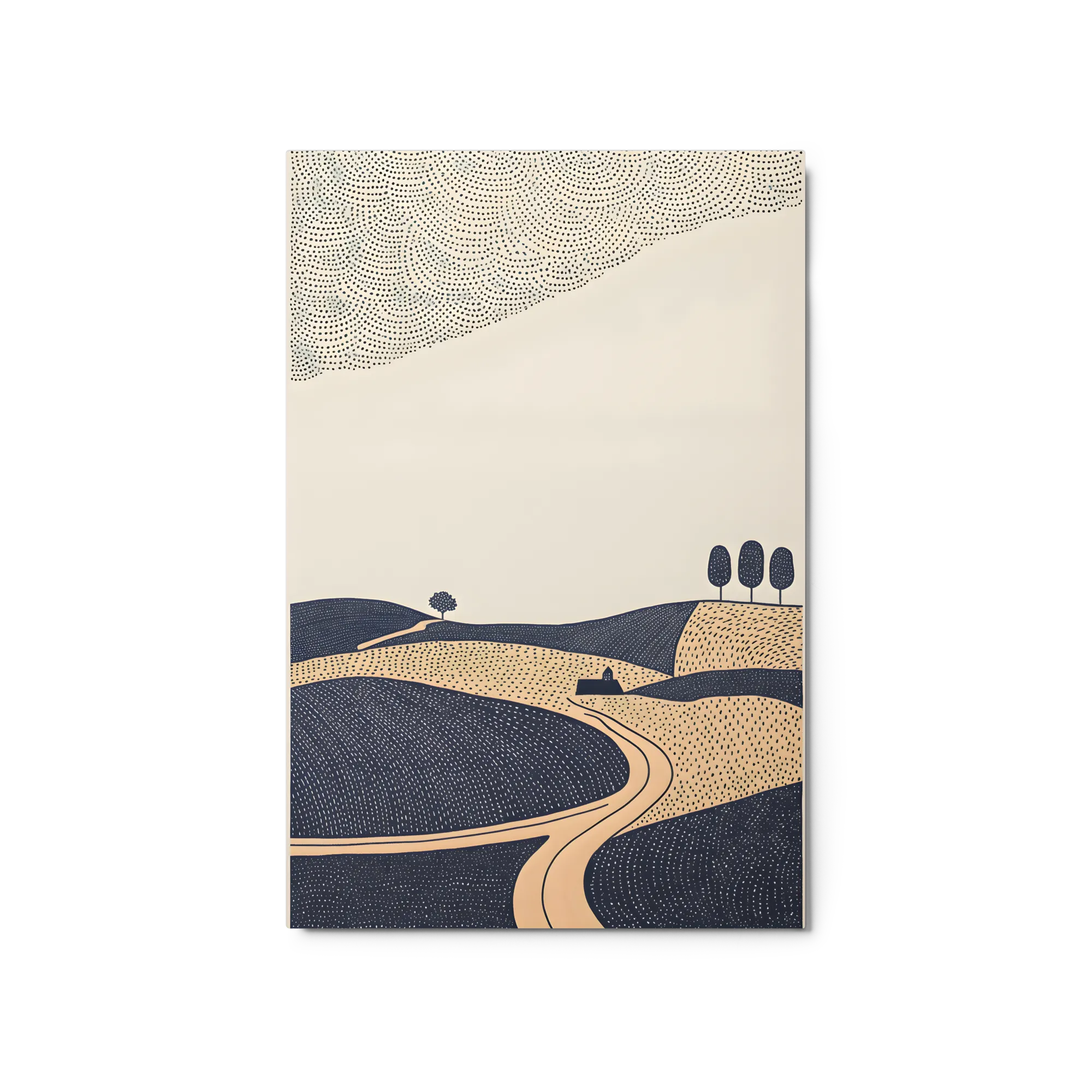 Winding Road Stipple Landscape 
 Metal Print | 20″x 30″