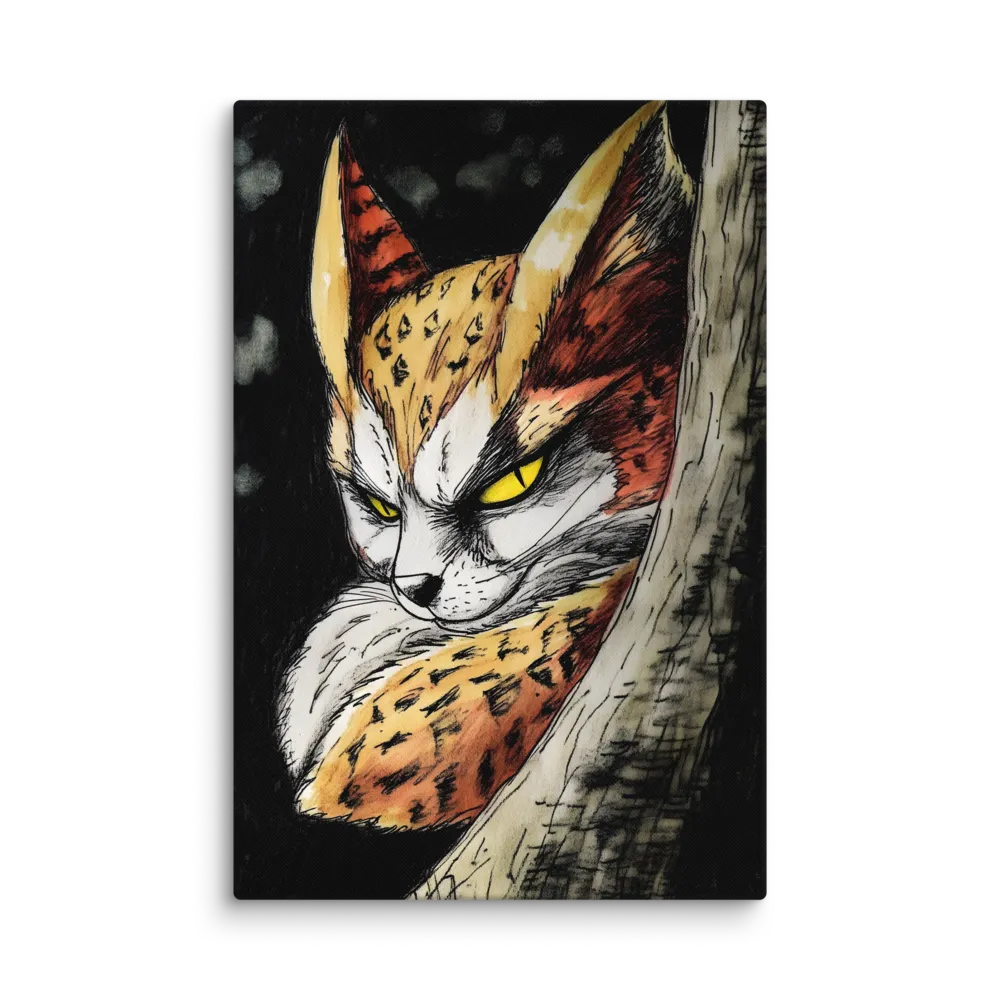 Fierce Gaze of the Wild Cat | Canvas | 32″×48″