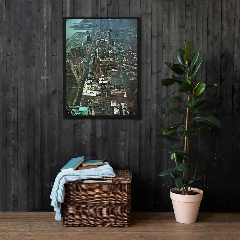 Aerial Symphony of Urban Life | Canvas with Black Frame | 24″×32″