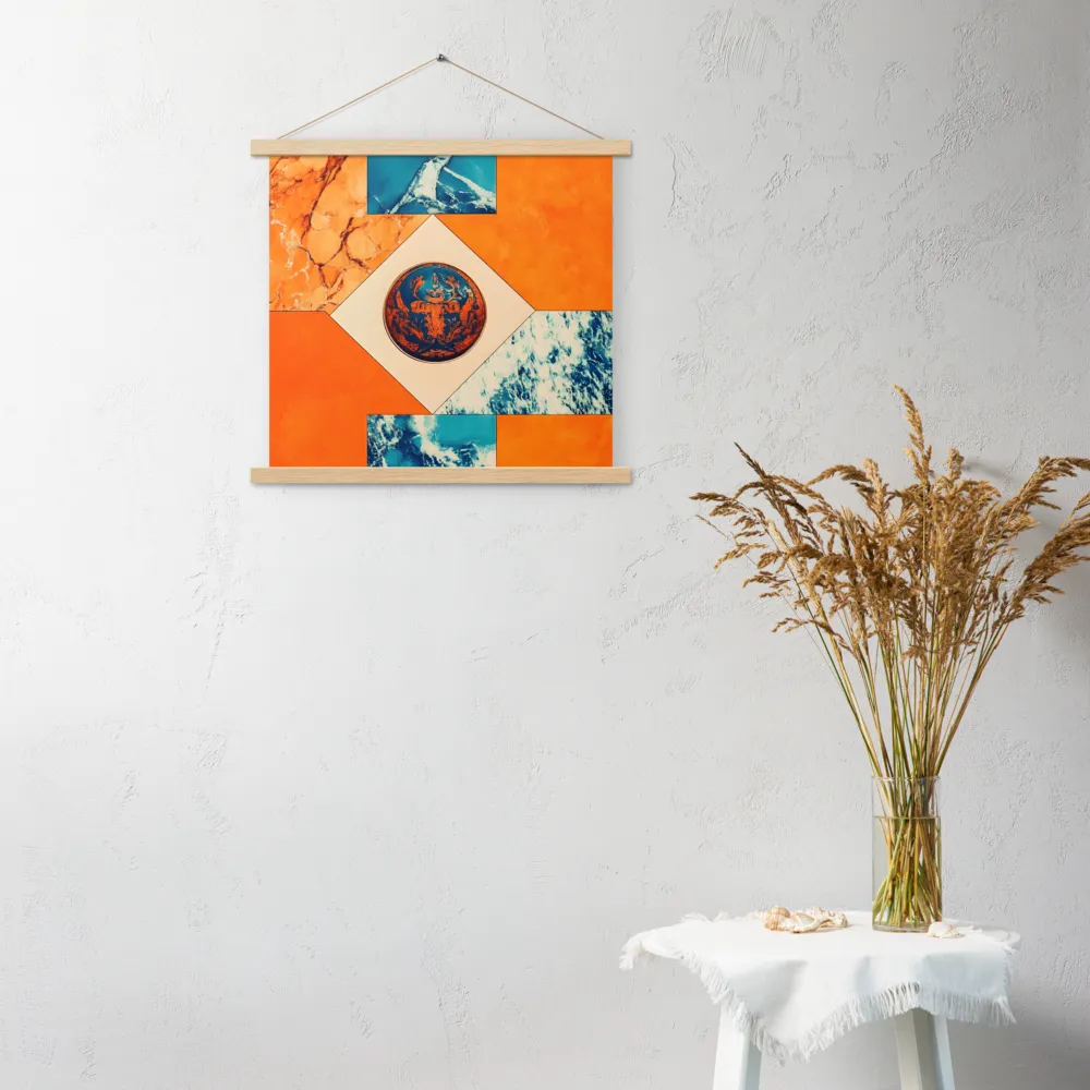 Harmonious Encounters: Abstract Geometry | Poster With Oak Wood Hanger | 18″×18″