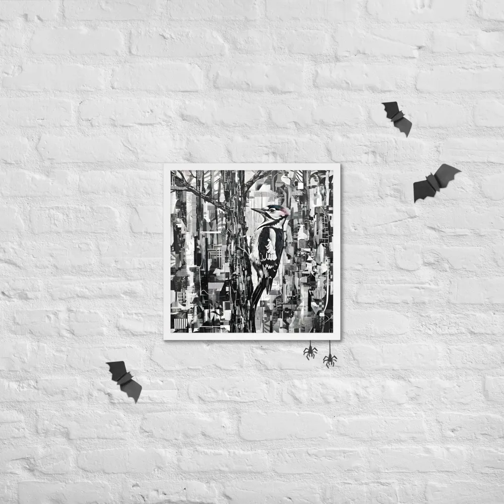 Woodpecker Collage 
 Poster with White Frame | 18″x 18″