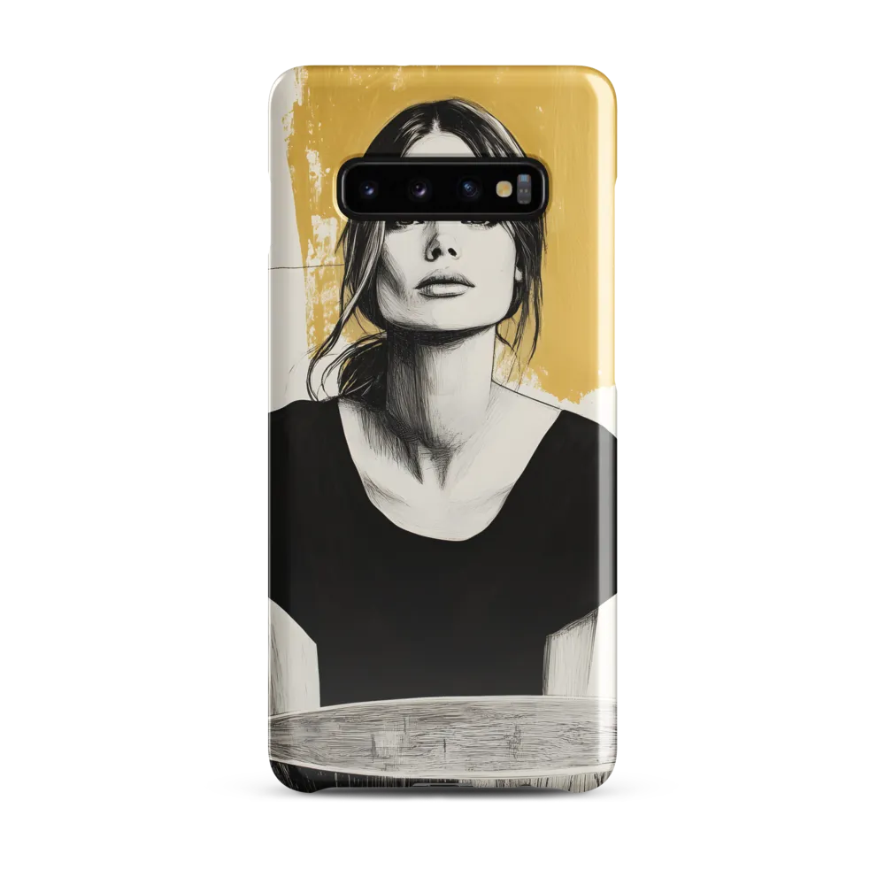 Golden Serenity: A Minimalist Portrait | Phone Case |  S10 Plus | Snap Case | Glossy