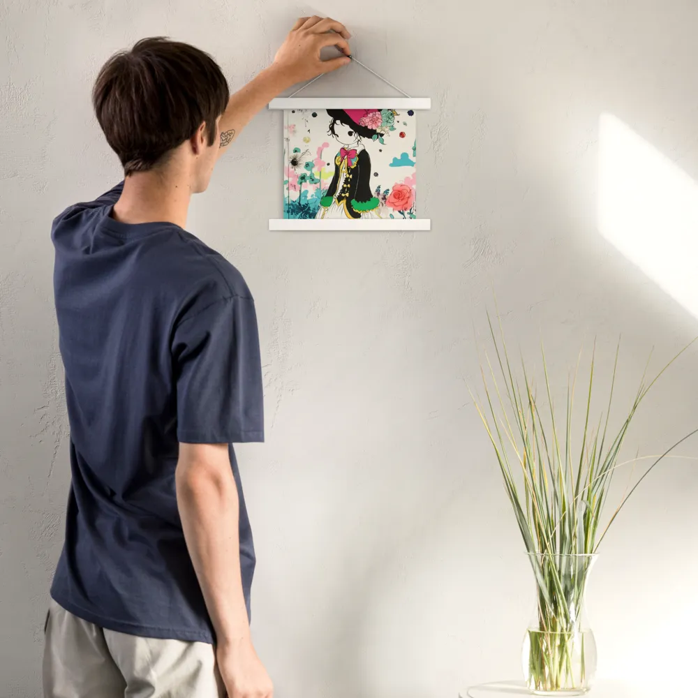Whimsical Garden Reverie | Poster With White Wood Hanger | 10″×10″