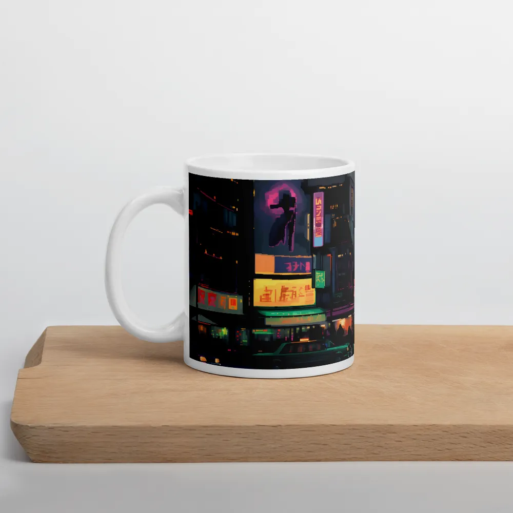 Neon Dreams: A Pixelated Urban Night | Mugs | Multiple Sizes & Colors