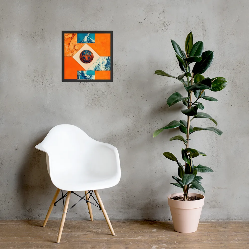 Harmonious Encounters: Abstract Geometry | Poster with Black Frame | 16″×16″