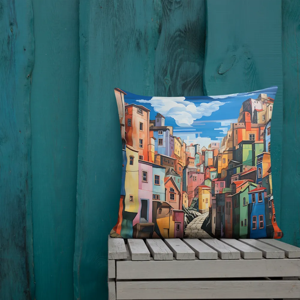 Whimsical Heights: A Vibrant Cityscape | Pillow & Pillow Case | Multiple Sizes