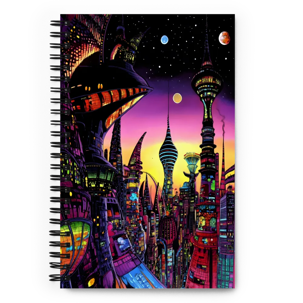 Futuristic Cityscape at Dusk | Spiral Notebook