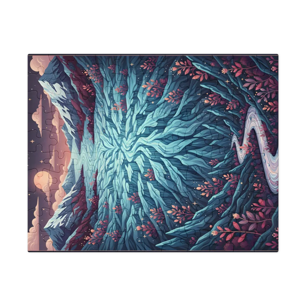 Moonlit Glacial Valley 
 Jigsaw Puzzle in Tin Box