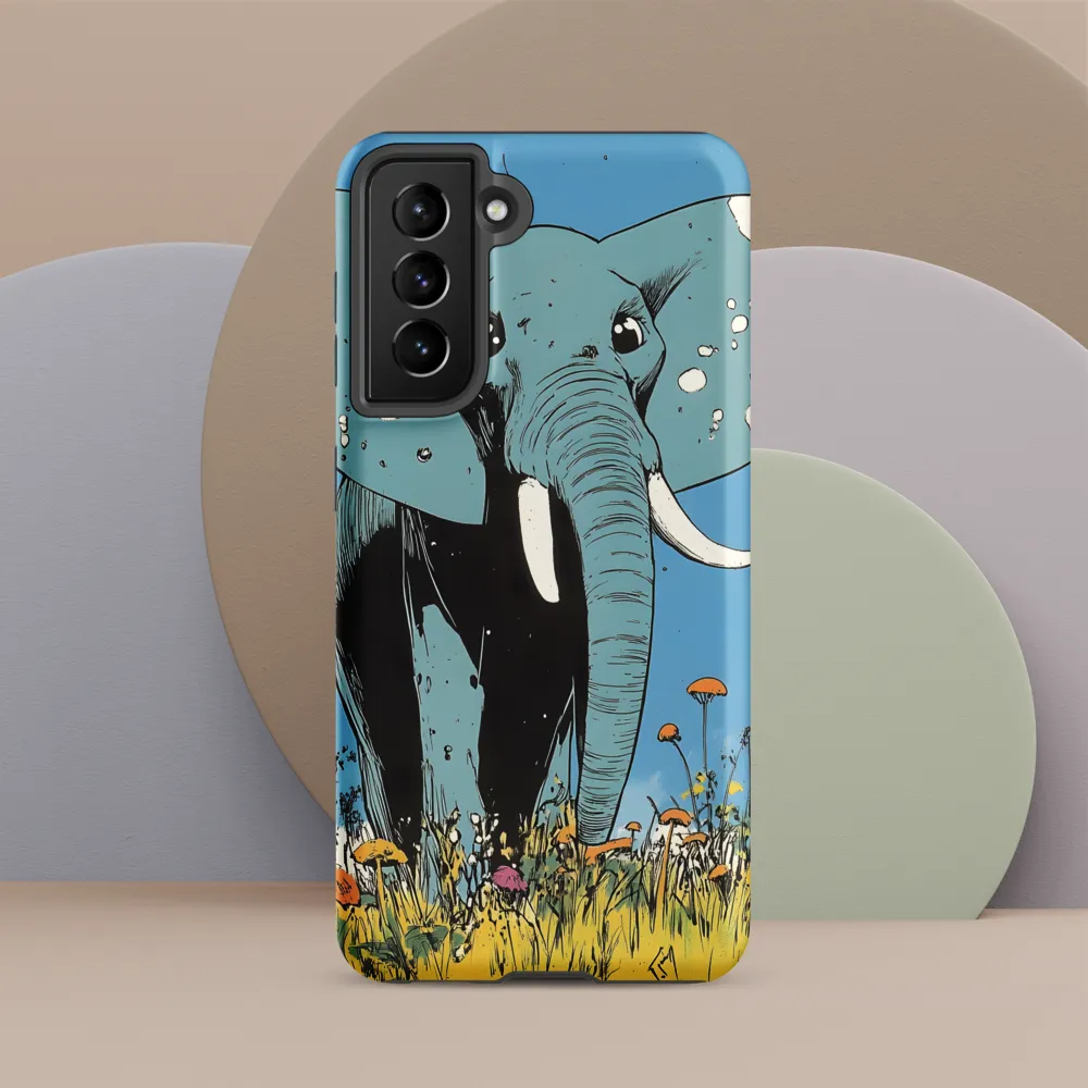 Whimsical Blue Elephant in Bloom