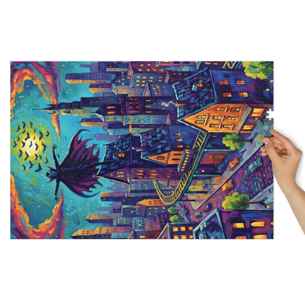 Vampire's Urban Flight 
 Jigsaw Puzzle in Tin Box