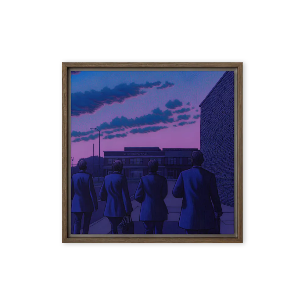 The Twilight Stroll | Canvas with Brown Frame | 16″×16″