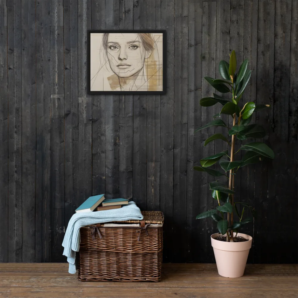 Geometric Elegance: A Modern Portrait | Canvas with Black Frame | 16″×20″
