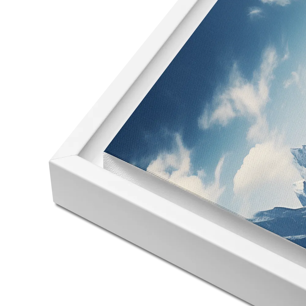 Majestic Serenity: A Landscape of Mountains and Rivers | Canvas with White Frame | 16″×20″