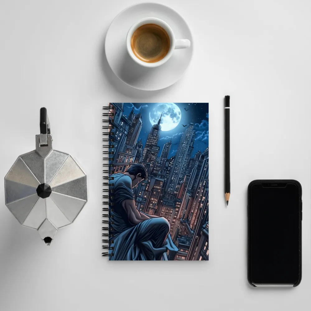 Reflections of a City Under the Moon | Spiral Notebook