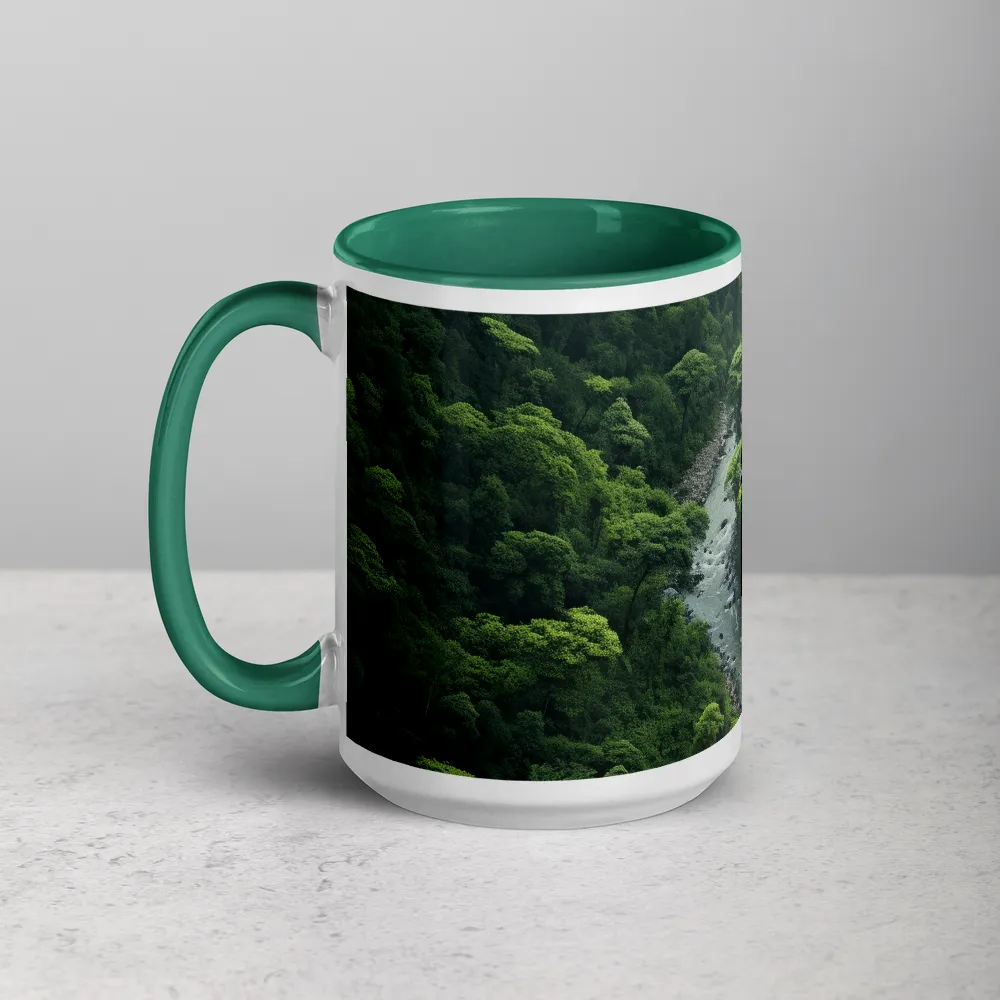 Aerial View of Lush Green Forest and River | Mug